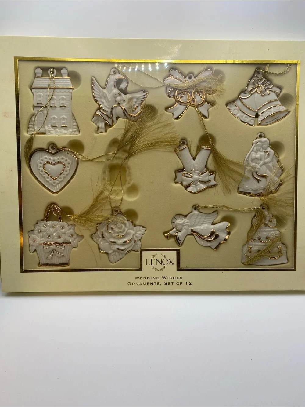 Lenox White and Gold Wedding Ornament Set of 11 Porcelain Décor